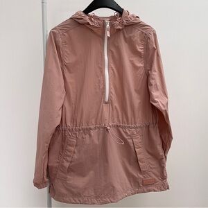 LL Bean light and airy anorak M dusty rose pink windbreaker half zip hood 2025